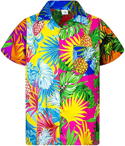 Funky Hawaiihemd Kids Kinder Jungs, Kurzarm, Print Pineapple Leaves, Mix, 4 von King Kameha