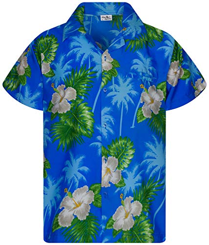 Funky Hawaiihemd Kids Kinder Jungs, Kurzarm, Print Small Flower, Hellblau, 14 von King Kameha