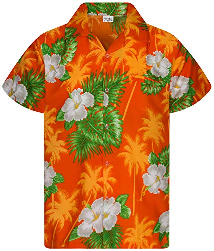 Funky Hawaiihemd Kids Kinder Jungs, Kurzarm, Print Small Flower, Orange, 4 von King Kameha