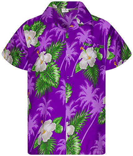 Funky Hawaiihemd Kids Kinder Jungs, Kurzarm, Print Small Flower, Violett, 14 von King Kameha