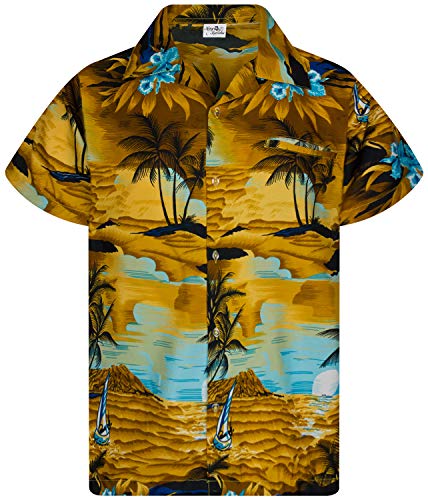 Funky Hawaiihemd Kids Kinder Jungs, Kurzarm, Print Surf, Braun, 2 von King Kameha