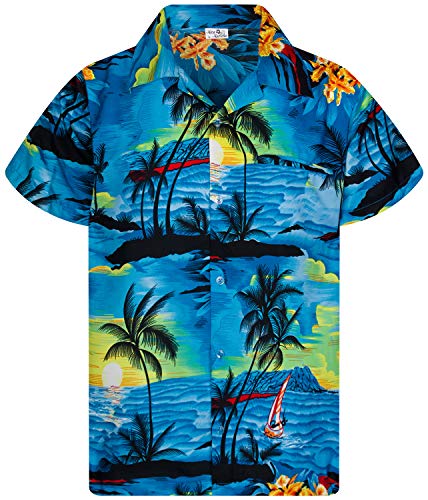 Funky Hawaiihemd Kids Kinder Jungs, Kurzarm, Print Surf, Turquoise, 2 von King Kameha