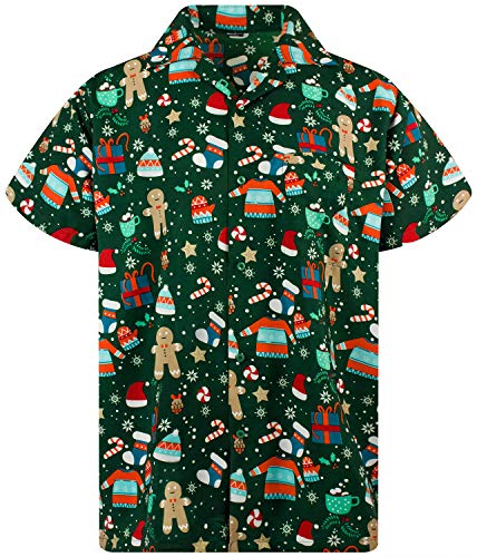 Funky Hawaiihemd Weihnachten, Christmas Gingerbread, grün, 4XL von King Kameha