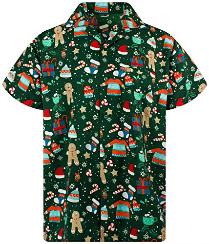 Funky Hawaiihemd Weihnachten, Christmas Gingerbread, grün, 6XL von King Kameha