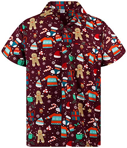 Funky Hawaiihemd Weihnachten, Christmas Gingerbread, rot, XXL von King Kameha