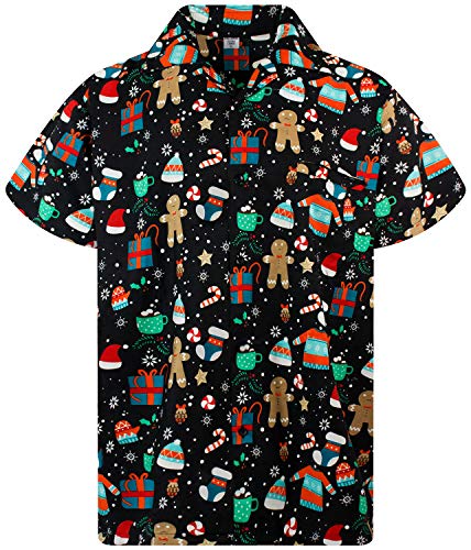 Funky Hawaiihemd Weihnachten, Christmas Gingerbread, schwarz, 3XL von King Kameha