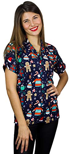Hawaiihemd Hawaiibluse Weihnachten, Christmas Gingerbread, blau, 4XL von King Kameha