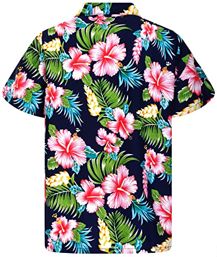 KING KAMEHA Hawaii-Hemd für Herren, flippig, lässig, Knopfleiste, kurzärmelig, Unisex, Blumen, Strand, Party, Hibiskus, Hibiskus New Navyblue, 5X-Groß von King Kameha