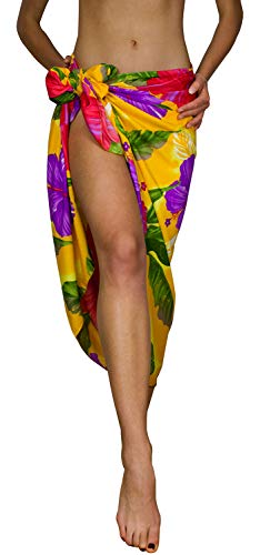 King Kameha Funky Hawaii Cover-up Pareo Sarong, Big Flower, Gelb, Gross von King Kameha