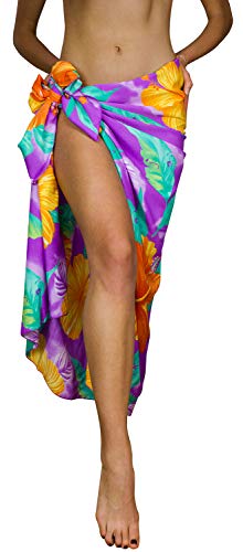 King Kameha Funky Hawaii Cover-up Pareo Sarong, Big Flower, Hellviolett, Gross von King Kameha