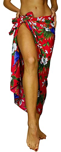 King Kameha Funky Hawaii Cover-up Pareo Sarong, Cherryparrot, Rot, Gross von King Kameha