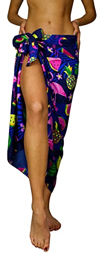 King Kameha Funky Hawaii Cover-up Pareo Sarong, Flamingo Melon, Blau, Gross von King Kameha