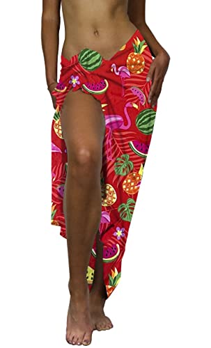 King Kameha Funky Hawaii Cover-up Pareo Sarong, Flamingo Melon, Rot, Gross von King Kameha