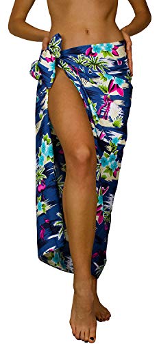 King Kameha Funky Hawaii Cover-up Pareo Sarong, Flamingos, Grau Blau, Gross von King Kameha