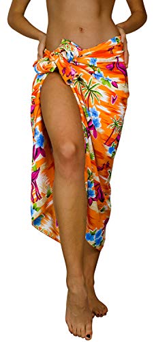 King Kameha Funky Hawaii Cover-up Pareo Sarong, Flamingos, Orange, Gross von King Kameha