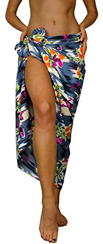 King Kameha Funky Hawaii Cover-up Pareo Sarong, Flamingos, Schwarz, Gross von King Kameha