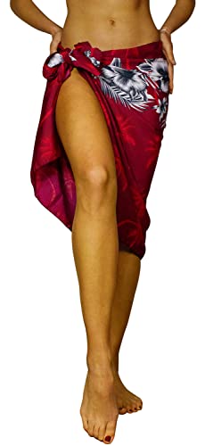 King Kameha Funky Hawaii Cover-up Pareo Sarong, Flower Chest, Rot, KLEIN von King Kameha