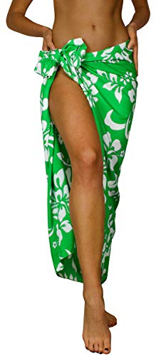 King Kameha Funky Hawaii Cover-up Pareo Sarong, Hibiskus, Grün, Gross von King Kameha