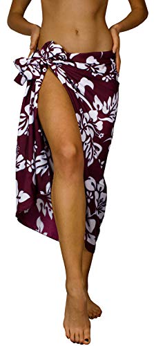 King Kameha Funky Hawaii Cover-up Pareo Sarong, Hibiskus, Maroonred, Gross von King Kameha