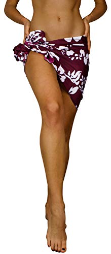 King Kameha Funky Hawaii Cover-up Pareo Sarong, Hibiskus, Maroonred, KLEIN von King Kameha