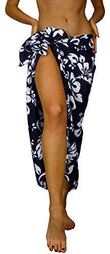 King Kameha Funky Hawaii Cover-up Pareo Sarong, Hibiskus, Navyblau, Gross von King Kameha