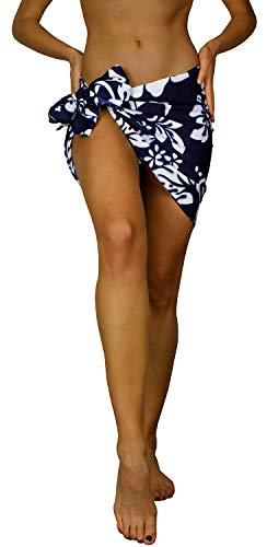 King Kameha Funky Hawaii Cover-up Pareo Sarong, Hibiskus, Navyblau, KLEIN von King Kameha