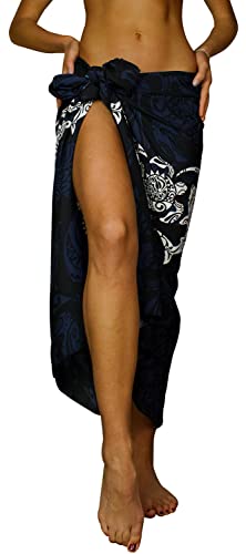 King Kameha Funky Hawaii Cover-up Pareo Sarong, Maori, Schwarz, Gross von King Kameha