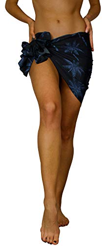 King Kameha Funky Hawaii Cover-up Pareo Sarong, Palmshadow, Schwarz, KLEIN von King Kameha