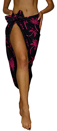 King Kameha Funky Hawaii Cover-up Pareo Sarong, Palmshadow, Schwarz Rot, Gross von King Kameha