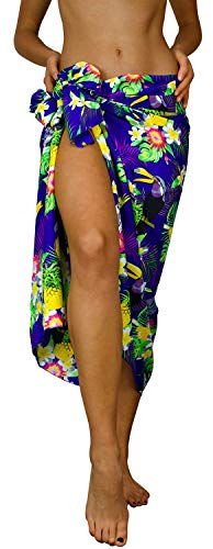 King Kameha Funky Hawaii Cover-up Pareo Sarong, Parrot Cockatoo, Dunkelblau, Gross von King Kameha