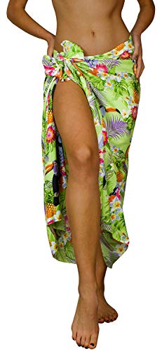 King Kameha Funky Hawaii Cover-up Pareo Sarong, Parrot Cockatoo, Hellgrün, Gross von King Kameha