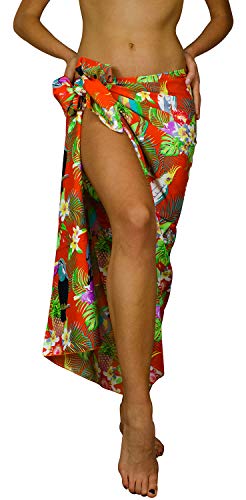 King Kameha Funky Hawaii Cover-up Pareo Sarong, Parrot Cockatoo, Orange, Gross von King Kameha