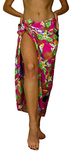 King Kameha Funky Hawaii Cover-up Pareo Sarong, Parrot Cockatoo, Pink, Gross von King Kameha