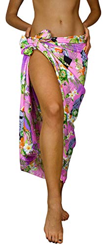 King Kameha Funky Hawaii Cover-up Pareo Sarong, Parrot Cockatoo, Rosa, Gross von King Kameha