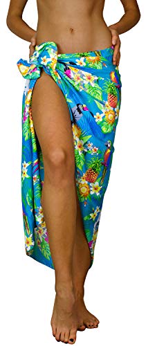 King Kameha Funky Hawaii Cover-up Pareo Sarong, Parrot Cockatoo, Türkis, Gross von King Kameha