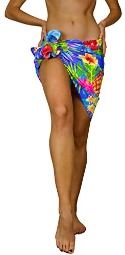 King Kameha Funky Hawaii Cover-up Pareo Sarong, Pineapple, Blau, KLEIN von King Kameha