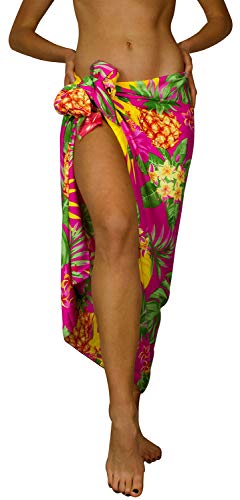 King Kameha Funky Hawaii Cover-up Pareo Sarong, Pineapple, Pink, Gross von King Kameha