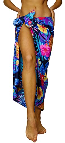 King Kameha Funky Hawaii Cover-up Pareo Sarong, Pineapple, Schwarz Blau, GROSS von King Kameha