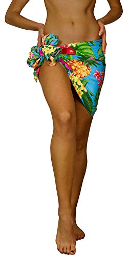 King Kameha Funky Hawaii Cover-up Pareo Sarong, Pineapple, Türkis, KLEIN von King Kameha