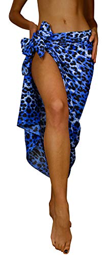 King Kameha Funky Hawaii Cover-up Pareo Sarong, Print Leopard, Blau, Gross von King Kameha