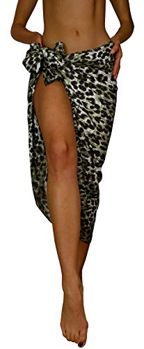 King Kameha Funky Hawaii Cover-up Pareo Sarong, Print Leopard, Braun Schwarz, Gross von King Kameha