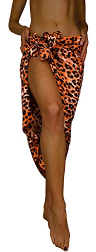 King Kameha Funky Hawaii Cover-up Pareo Sarong, Print Leopard, Hellorange, Gross von King Kameha