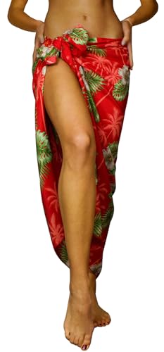 King Kameha Funky Hawaii Cover-up Pareo Sarong, Small Flower, Rot, Gross von King Kameha