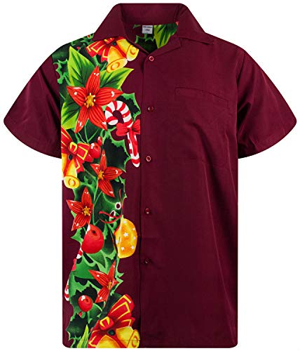 King Kameha Funky-Hawaii-Hemd, Weihnachten, Herren, Kurzarm, Christmas-Wedding, Rot, 4XL von King Kameha