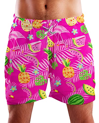 King Kameha Funky Hawaii Schwimm-Hose Bade-Hose Bade-Shorts, Flamingo Melon, Pink, M von King Kameha