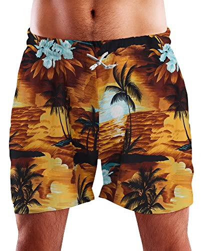King Kameha Funky Hawaii Schwimm-Hose Bade-Hose Bade-Shorts, Surf, Braun Türkis, L von King Kameha