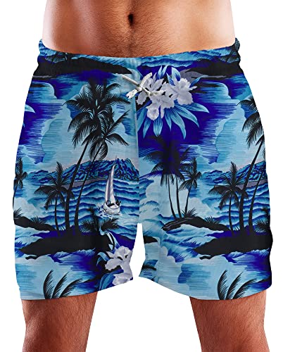 King Kameha Funky Hawaii Schwimm-Hose Bade-Hose Bade-Shorts, Surf, Dunkeltürkis, S von King Kameha