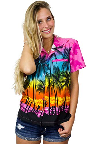 King Kameha Funky Hawaiibluse, Hawaiihemd, Kurzarm, Beach, Eclectic Pink, XL von King Kameha