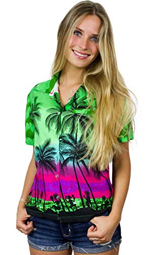 King Kameha Funky Hawaiibluse, Hawaiihemd, Kurzarm, Beach, Grün, L von King Kameha