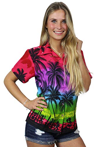 King Kameha Funky Hawaiibluse, Hawaiihemd, Kurzarm, Beach, Pink, XXL von King Kameha